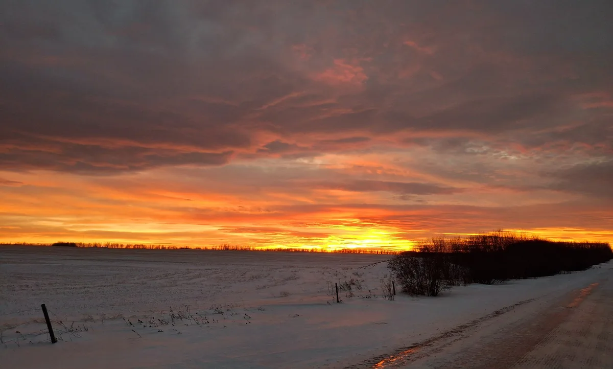 Sonnenuntergang-Kanada-Ruckstuhl Auch in Kanada sagt man dem Winter langsam Lebewohl