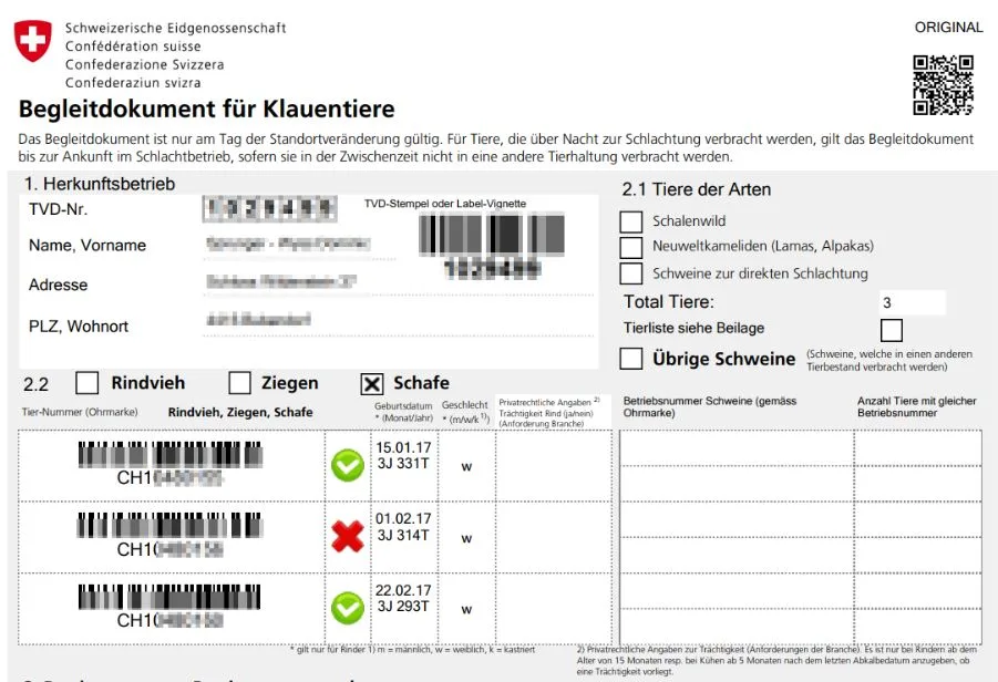 319f860911fca87ef8741b122d4185e0a38decec Das Bild zeigt eine Veranschaulichung des Begleitdokuments für Klauentiere. (Bild Proviande)