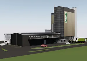 Visualisierung der Südost-Fassade des Agrar-Kompetenzzentrums in Kölliken. Die Inbetriebnahme der neuen Infrastruktur ist 2026 geplant.