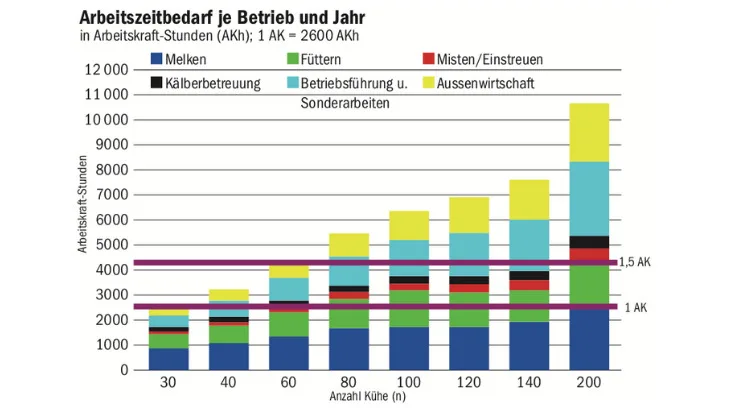 2841ebfed9c35ce22a781c3149096931416b2ef8 Die Büroarbeit muss der Betriebsleitende selber erledigen, der Rest kann auch z.B. von Angestellten erledigt werden. (Grafik Matthias Schick Agrovet-Strickhof)
