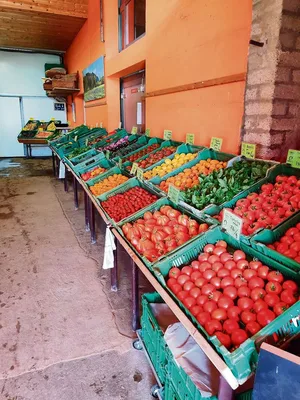Die hofeigenen Produkte auf dem wöchentlichen Markt erstrahlen in vollem Glanz.