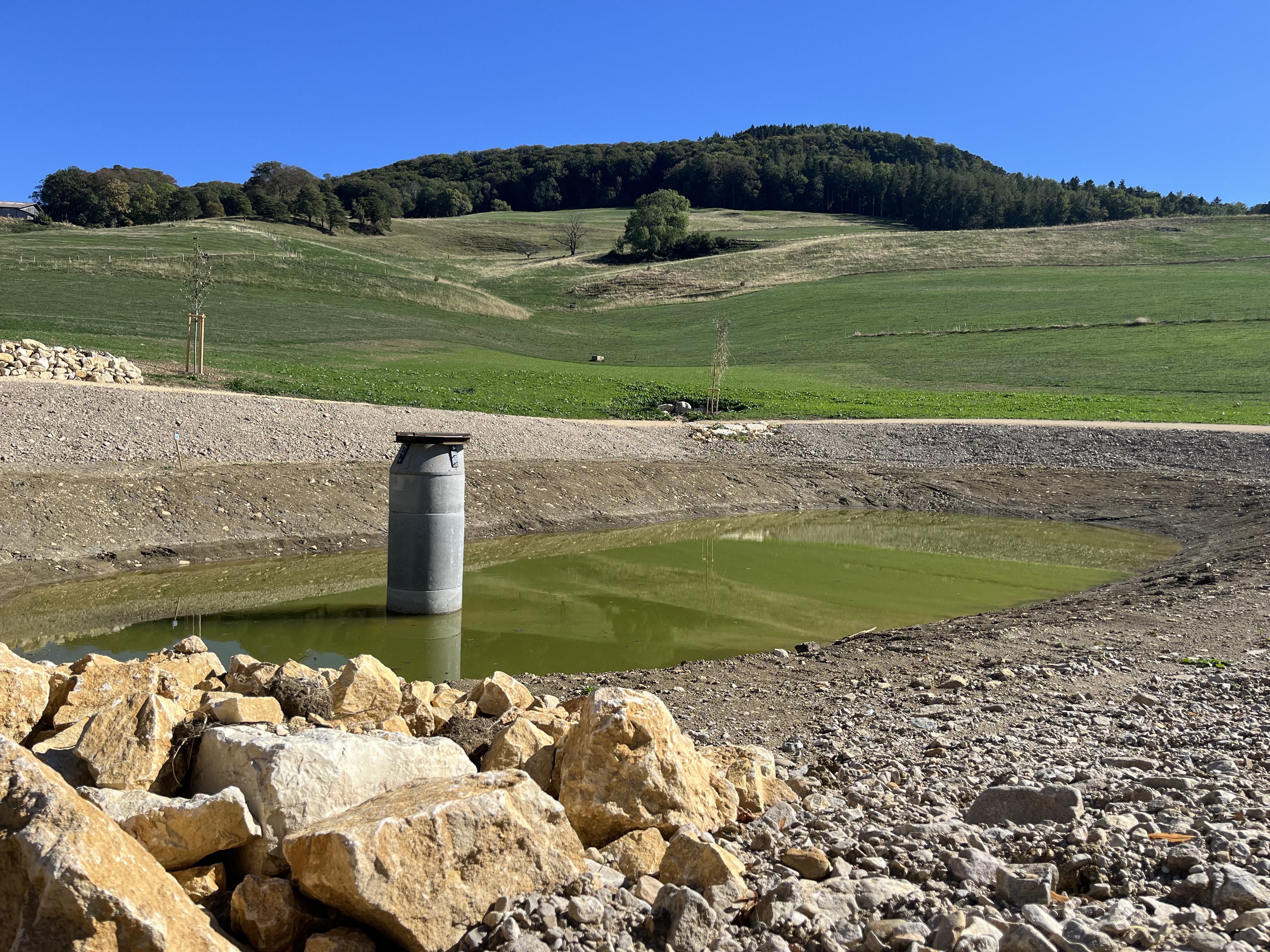 Trockener Start: Der Slow-Water-Teich auf dem Dietisberg füllt sich nur langsam.