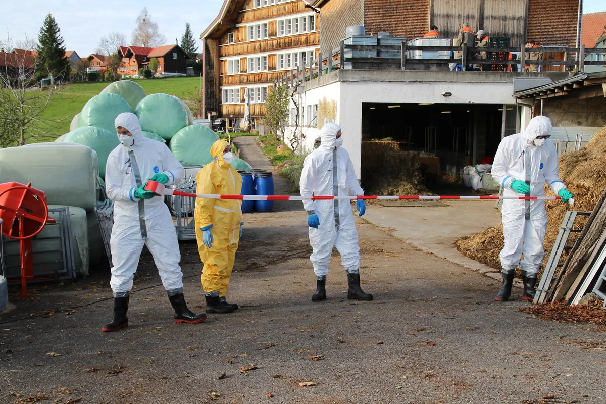 Absperren-klein Die internationale Tierseuchengruppe probte in der Ostschweiz den Ernstfall