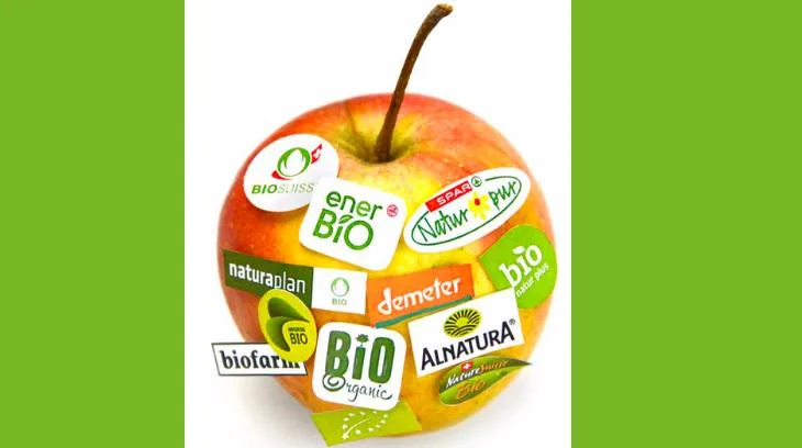 02eda3e98cfb8dabed682001a4338679ca38767a Verschiedene Detailhändler haben ihre eigenen Logos für Bio-Produkte, hinter denen unterschiedliche Anforderungen stecken. (Bild Merkblatt Biolabels FiBL)