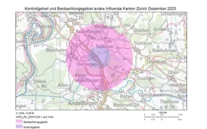 Der kartenausschnitt zeigt das Kontroll- und Beobachtungsgebiet rund um Oerlingerried bei Kleinandelfingen.