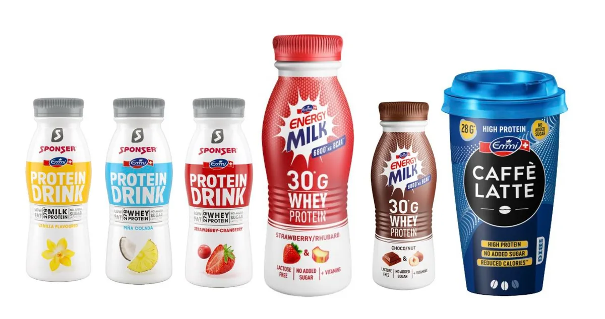 f4f8e02089e3de37054b0e70dd2500edeb6f6a01 Der erhöhte Eiweiss-Gehalt wird entweder über den Zusatz von Milch- oder Molkenprotein erreicht. (Bilder zVg / Montage jsc)