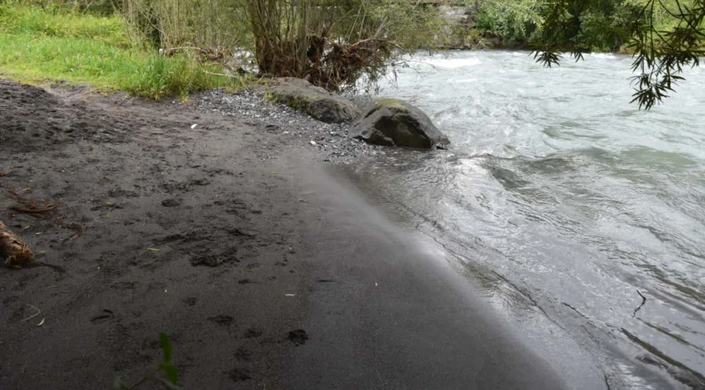 c715e9d7ceeb4ce16513e5fa72eae960ebf1e5ae Das Pony ist von einer Sandbank im Bereich der Fadenbrücke in den Fluss gesprungen. (Bild Kapo NW)