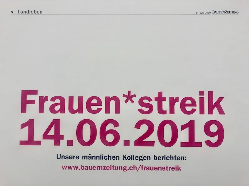 e667e43e1dc3aee111ab7332a60d8e46527f6d0b 2019 sind beim nationalen Frauenstreik auch Bäuerinnen dabei. Die BauernZeitung schreibt und berichtet darüber. (Bild et)