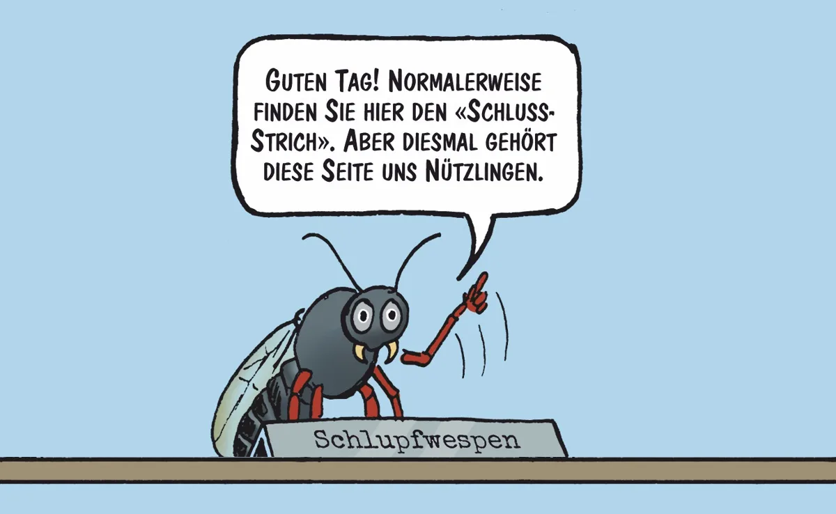 Cartoon von Marco Ratschiller/Karma: Die Nützlinge melden sich zu Wort