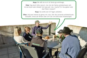 Wenn die Aussage des Gegenübers nicht eindeutig ist, kann mit einer Rückfrage die Situation geklärt und es können Missverständnisse verhindert werden. (Symbolbild ef/Montage BauZ)