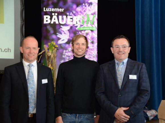 Jakob Lütolf (Präsident), Christian Galliker (einstimmig als Vorstandsmitglied gewählt), Stefan Heller (Geschäftsführer). (Bild LBV)