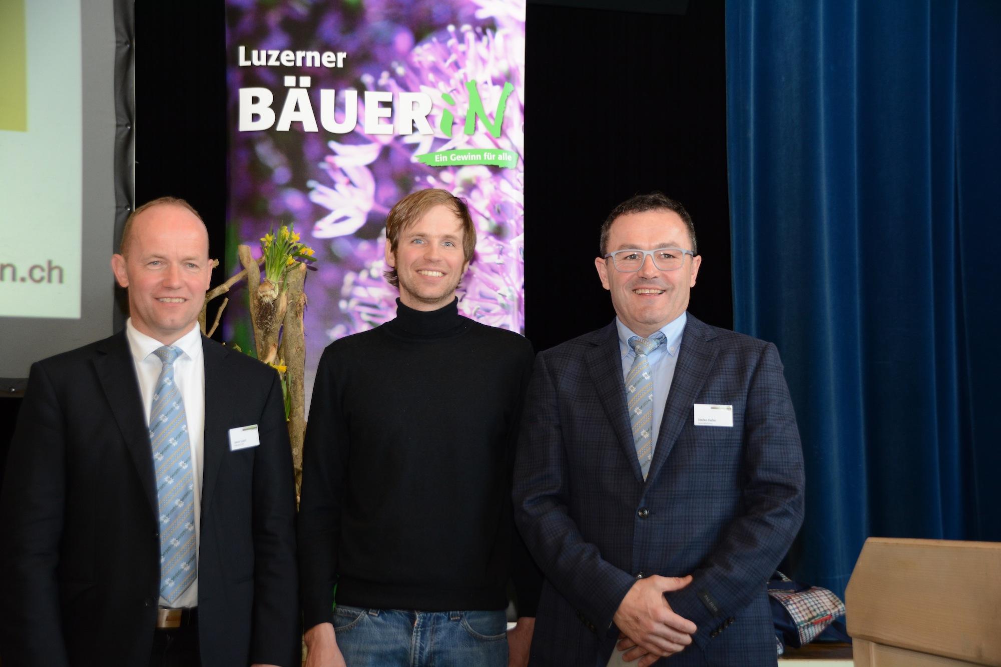 Bildlegende: Präsident Kobi Lütolf, das neue Vorstandsmitglied Christian Galliker und Geschäftsführer Stefan Heller (v.l.n.r). (Bild ag)