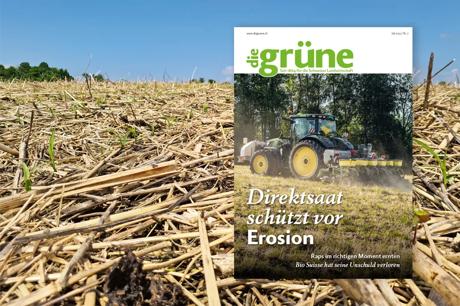 DG_23-07_3zu2_Titelbild «die grüne» im Juli 2023 – Direktsaat schützt vor Erosion
