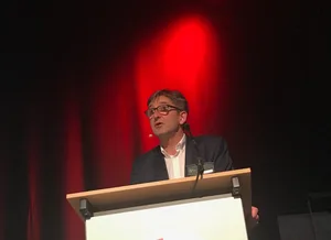 Markus Schlagenhof bei seinem Referat vor den IP-Bauern. (Bild akr)
