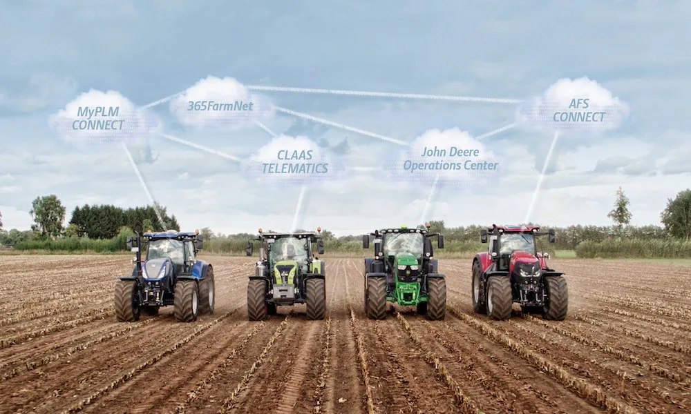 01fc265e6ba97f96c537e09c64c0d5f49e0f558b Egal ob New Holland, Claas, John Deere oder Case, sie sind alle bei «Data Connect» mit dabei. Auch noch der Steyr, der auf dem Bild fehlt. (Bild John Deere)