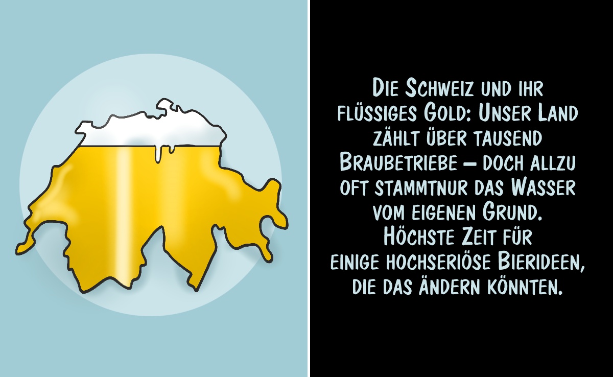 Cartoon von Marco Ratschiller/Karma: Bierideen für die Schweiz