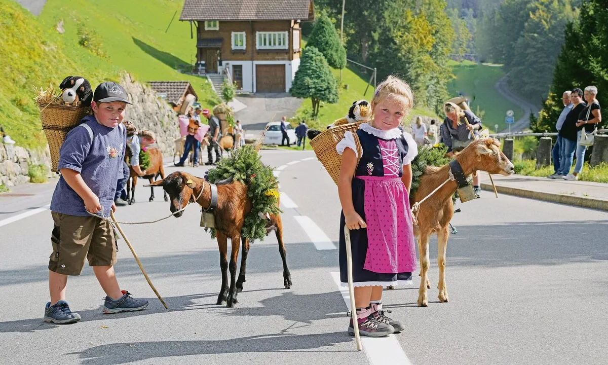 Die Ziegenherde mit ihren Hirtinnen und Hirten erhielt grossen Applaus.