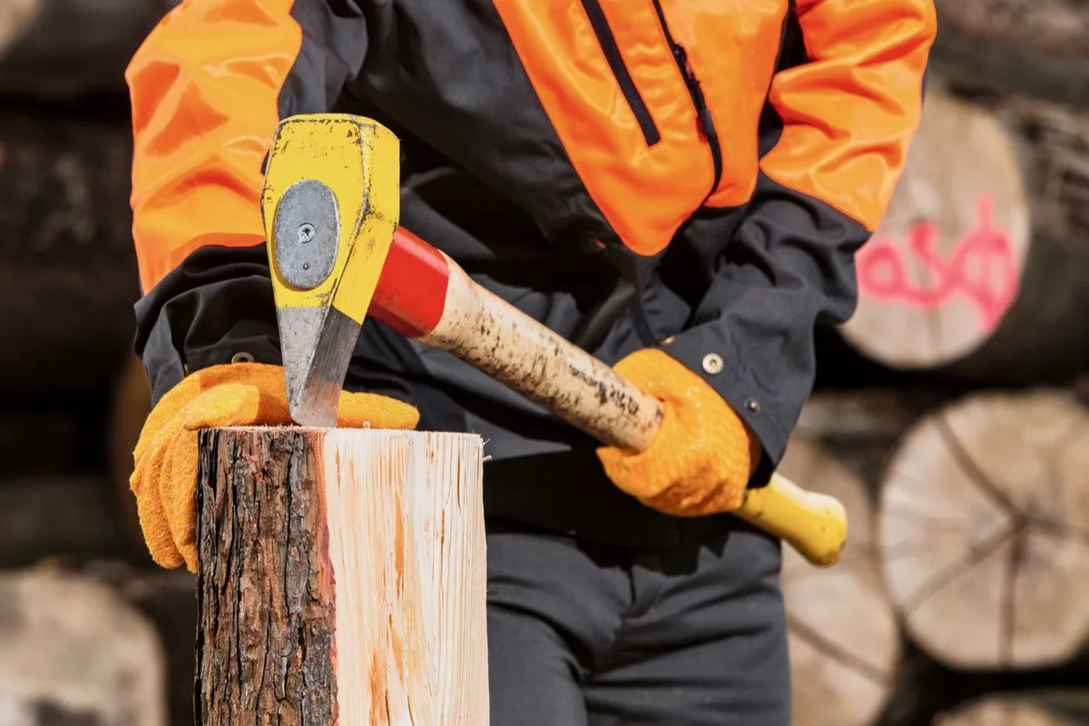 e196f771f1ccf0b48098d9de7a167339f619d5b1 Brennholz effizient und sicher spalten mit der Axt. (Bild: Adobe Stock)