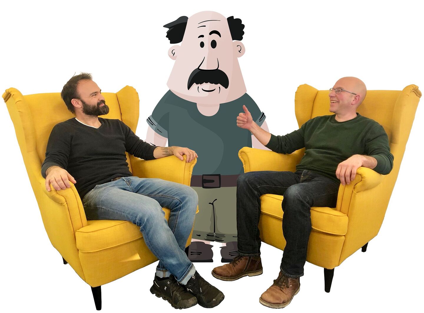 Dominique Dietiker (l.) und Hansruedi Schoch (r.) sind überzeugt, dass Albert sehr schnell lernen wird und den Landwirt(innen) nützliche Antworten liefern kann.