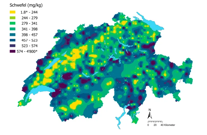 In Mittelland-Böden fehlt es insbesondere an Schwefel