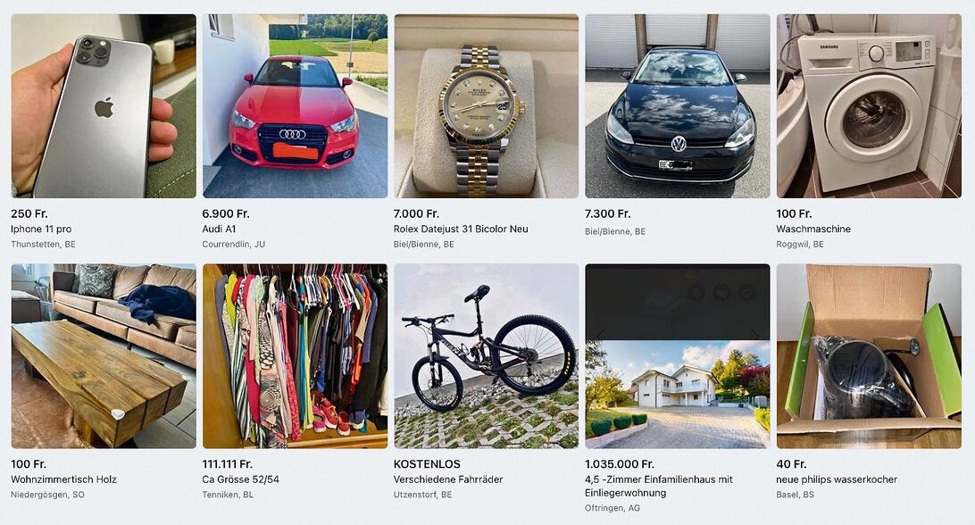Vom iPhone über den schnittigen Audi,  den schönen Holztisch oder das sportliche Fahrrad: All diese Waren wechseln über Online-Marktplätze wie den Facebook-Marketplace (im Bild) den Besitzer. Manchmal nicht ohne störende Nebengeräusche.
