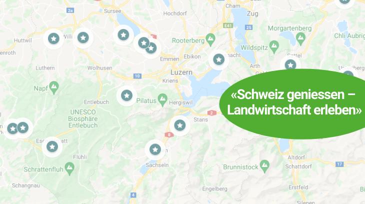 Ferien in der Schweiz? Auf unserer Karte entdecken Sie wunderschöne Übernachtungsmöglichkeiten auf Bauernhöfen in der Schweiz (Bild: BauernZeitung).