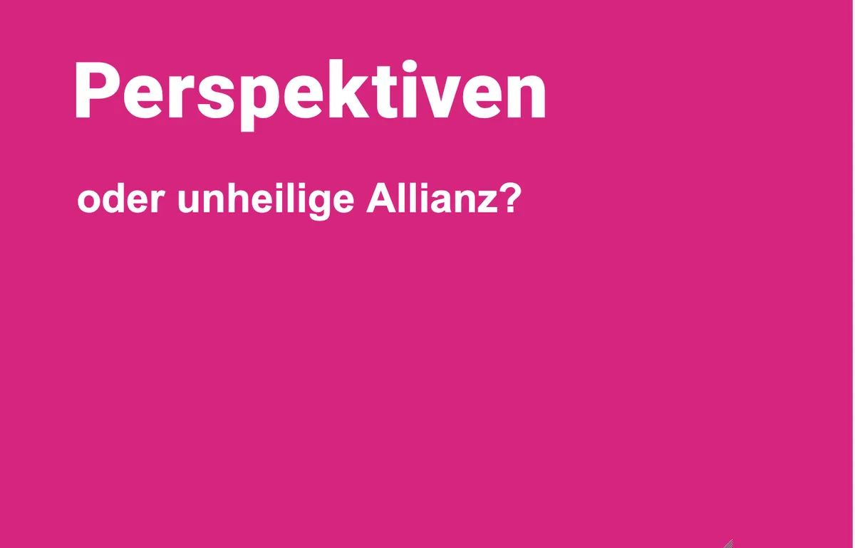 Das Schlagwort «Perspektiven» vor pink-farbenem Hintergrund.