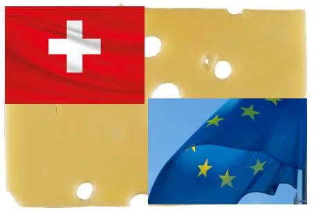 Gute Handelsbeziehungen mit der EU sind wichtig, schliesslich exportiert die Schweiz jährlich rund 70'000 Tonnen Käse und andere Produkte ins Ausland. (Fotomontage jsc)