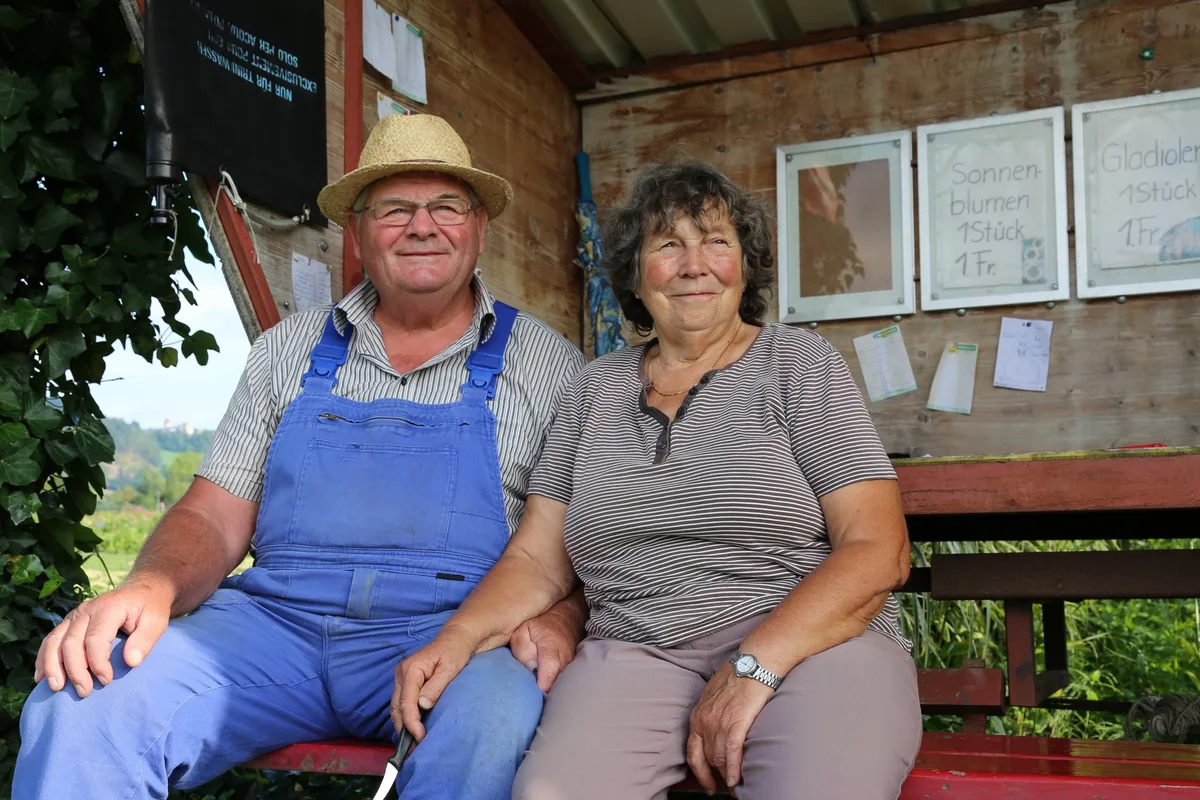 be24a77d26486f3e67e5f6ffb8f8fe0515ad3dee Walter und Ruth Wüthrich wollen mehr Zeit für ihre Hobbys haben. Sie geben darum die Verantwortung des Blumenfeldes an ihren Sohn ab. (