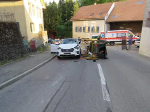 Bei der frontalen Kollision kippte die Kutsche zur Seite, wobei der Kutscher verletzt wurde. (Bild AG)
