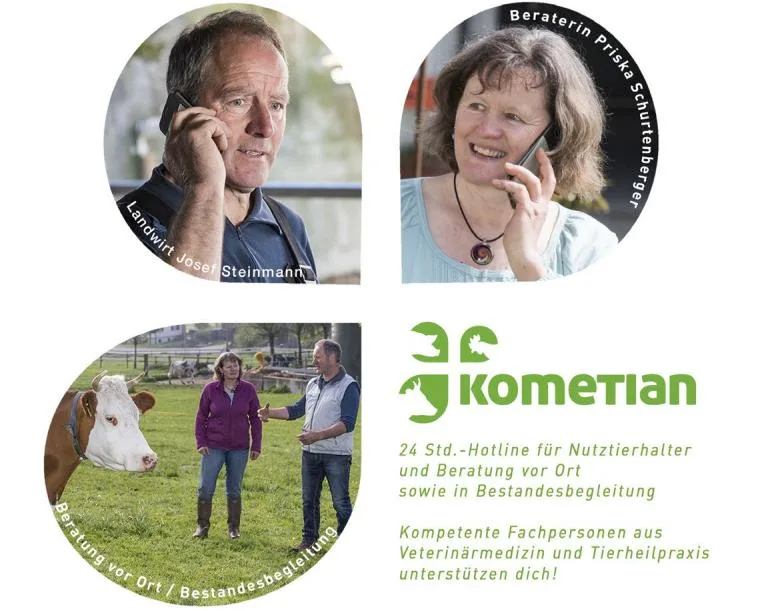 b4e6791667cb6b32eab236c9b88580809b8629b7 Kometian berät zur Homöopathie über eine Hotline und vor Ort auf den Betrieben. (Screenshot Kometian)