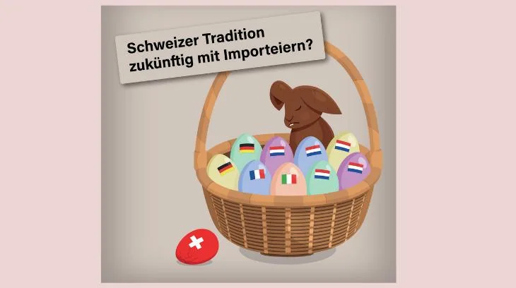18712f0c3eb503e1b8bdc3d360d6b4f22f488727 Ein armer Osterhase, der wegen sinkender Inlandproduktion mehr ausländische Eier bringen muss. So sieht das Sujet von Gallo Suisse im Abstimmungskampf gegen die TWI aus. (Bild Gallo Suisse)
