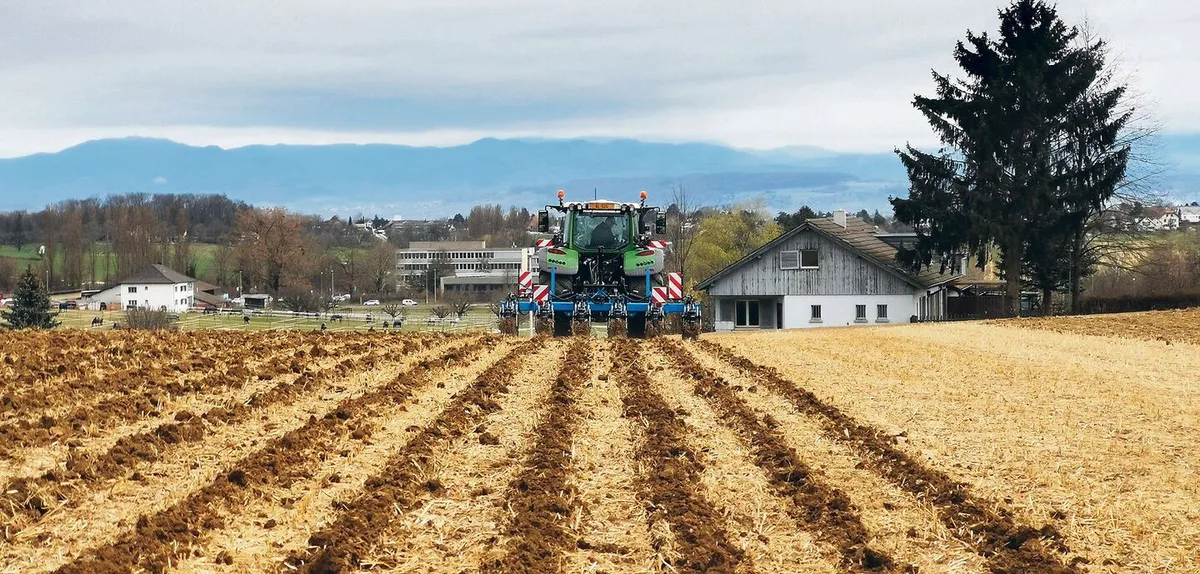 Mit dem Strip-Till-Verfahren ersetzt der Rübenbauer den konventionellen Pflug. Nur die Saatreihen werden bearbeitet.