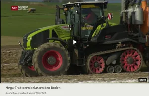 Der Raupentraktor eines Lohnunternehmers kam im SRF-Beitrag nicht besonders gut weg. (Bild SBV)