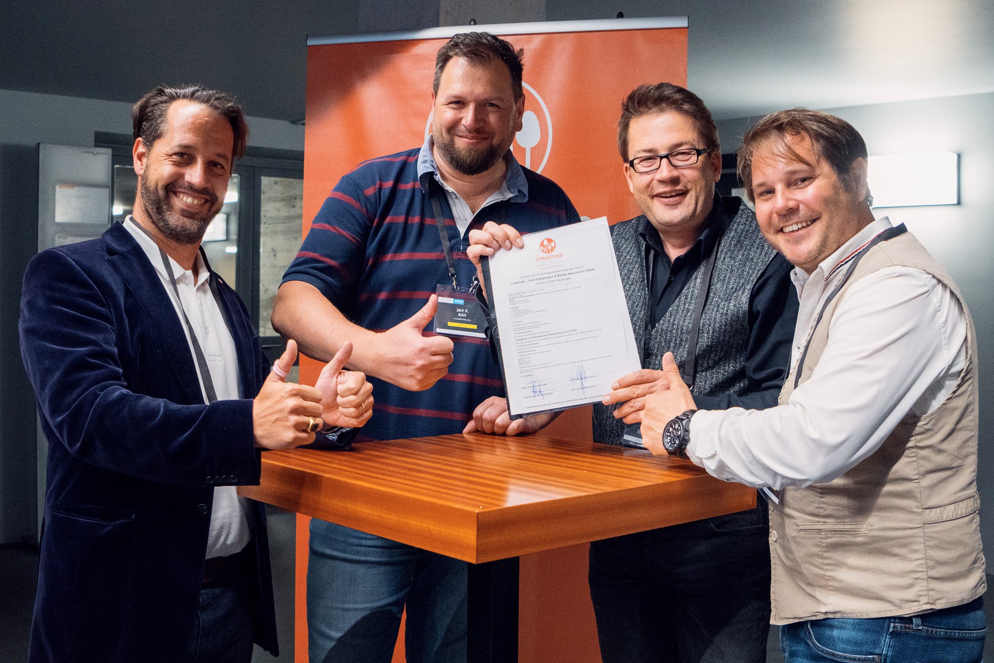 Die Gründer von crowdfoods.com: Enzo Schrembs, Jay F Kay, Mark Leinemann und Alex Heger (v.l.n.r). (Niklas Spiegler)