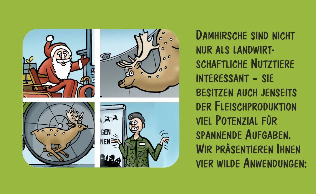 00_JAN Cartoon von Marco Ratschiller/Karma: Vier wilde Anwendungen für Damhirsche