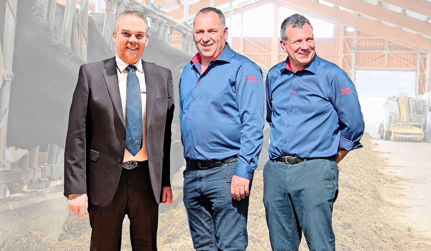 Nach dem Abgang von Matthias Schelling (rechts) hat sich Präsident Markus Gerber (Mitte) den Holsteinern zugewandt. Sein neuer Direktor ist Michel Geinoz.