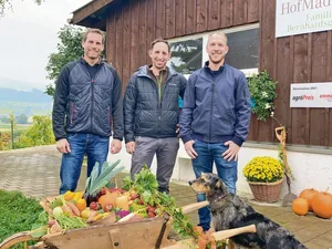 Sie haben die «Saisonbox» über Jahre hinweg aufgebaut (v. l. n. r.): Die beiden Geschäftsführer Matthias Ruoss und Markus Bernhardsgrütter sowie Softwareingenieur René Bernhardsgrütter.