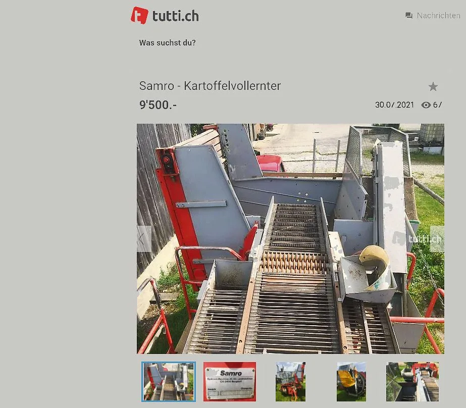 ba056a5bbafbac0c3b268553d5c2525c783157ec Skrupellose «Kunden»: Dieser Vollernter sorgte auf der Plattform Tutti für einen leider erfolgreichen Betrugsversuch. (Bild Screenshot)
