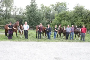 Die vier Rappelsieger (v. l. n. r.): Andreas Sommer mit Neo, Nathalie Rentsch mit Feya, Hans Löffel mit Charlie und Fritz Bürki mit Jill.