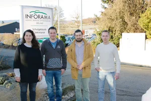 Sie alle überbrachten den Landwirten an der Wintertagung Gemüse wertvolle Infos (v. l. n. r.): Ivanna Crmaric, Thomas Steiner, Jonathan Heyer und Martin Roth. (Bild Andrea Wyss)