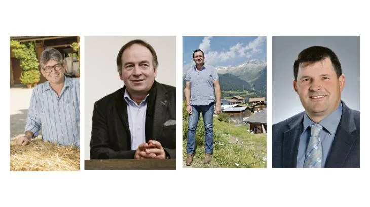 76f4760d51fb33d64434b007d998c9a643969873 Martin Haab, Alois Huber, Thomas Roffler und Hans Jörg Rüegsegger bewerben sich als Vizepräsident des SBV. (Bilder zVg)