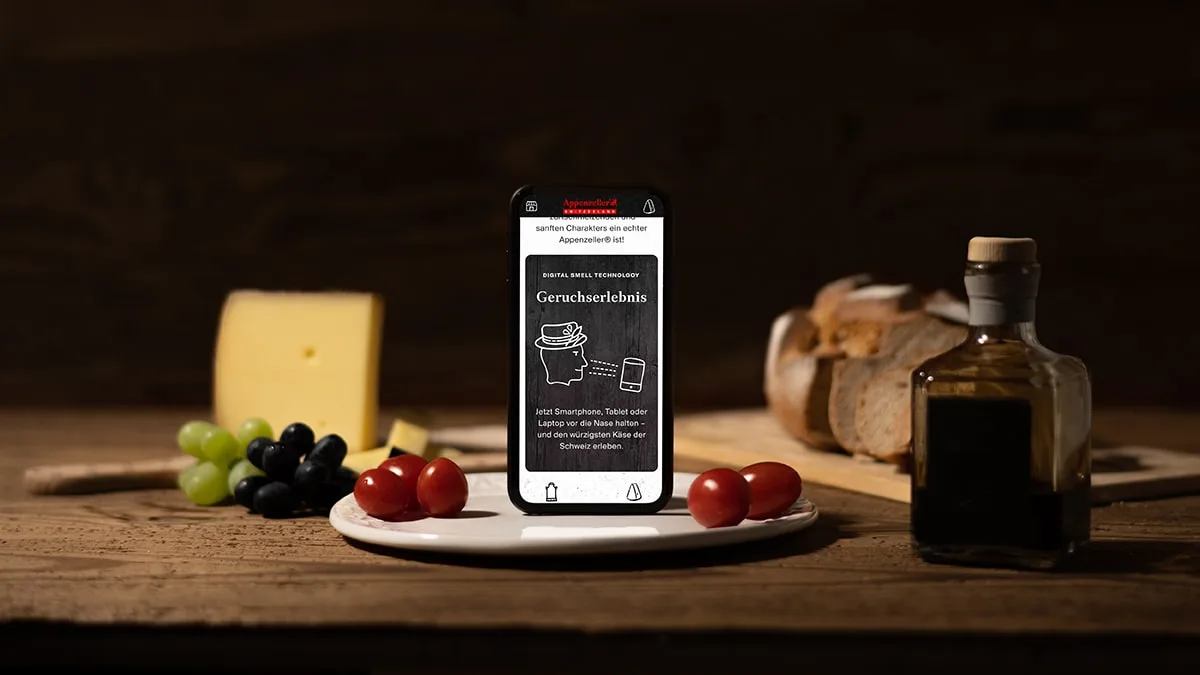 06880dbd799ec5fabfe44428b42a554a51b42f78 Um den Duft digital zu entdecken müsse man nur den gewünschten Käse auf der Sortimentsseite auswählen und die Funktion «Geruch-Simulator starten» anklicken. (Bild Appenzeller)