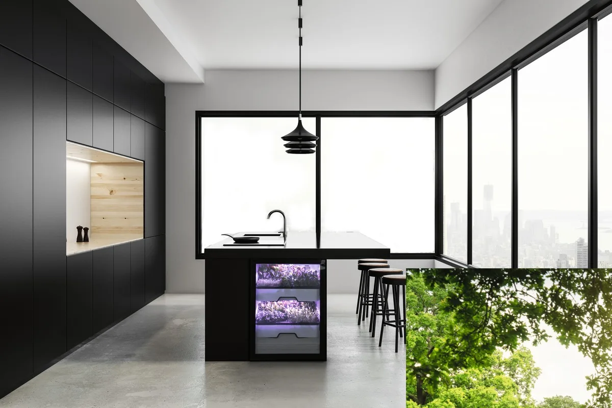 49b0d9836750ad73b73a48d1327b38bda9a24da1 Was wie eine Minibar mit Beleuchtung aussieht, ist ein 3000 Franken teures Mini-Gewächshaus. Darin wachsen Microgreens, Schnittsalat oder Kräuter. Eine App informiert über den idealen Erntezeitpunkt der Gewächse. Bild: Agrilution