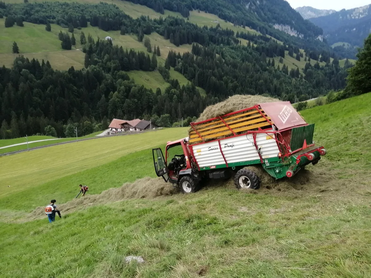 Das Ökoheu ist mittlerweile fertig geerntet