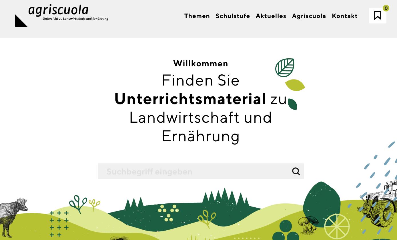 Ansprechender, übersichtlicher und auf Lehrpersonen zugeschnitten – die neue Website von Agriscuola.ch. (Bild Screenshot Agriscuola.ch)