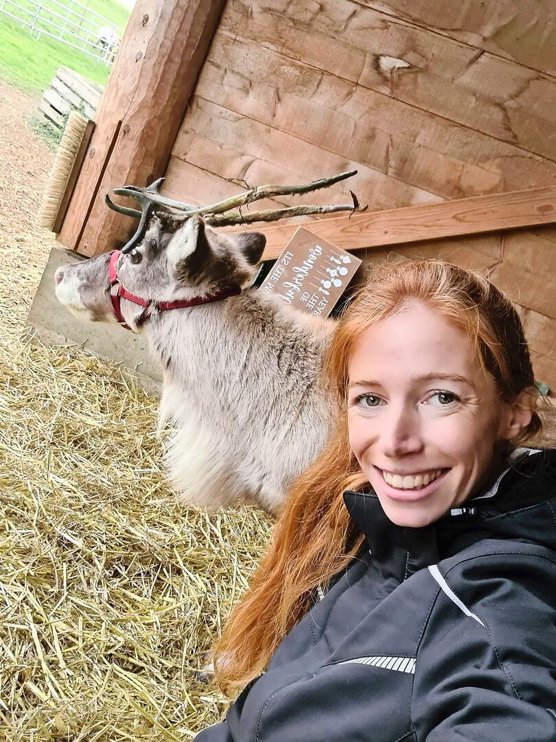 Salome Fürst hält auf ihrem Hof 18 Rentiere. Sie plant deren Einsatz schon jetzt im Sommer in all ihren Weihnachtsevents.