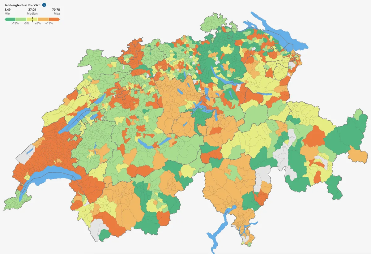 strompreise_elcom Der Strompreis steigt, aber längst nicht überall gleich viel