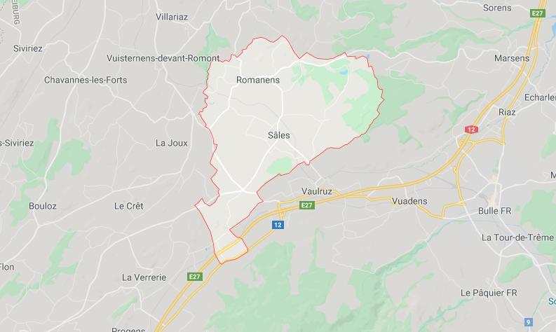 Bei Sâles in der Nähe von Bulle kam es zum tödlichen Unfall. (Google Maps)