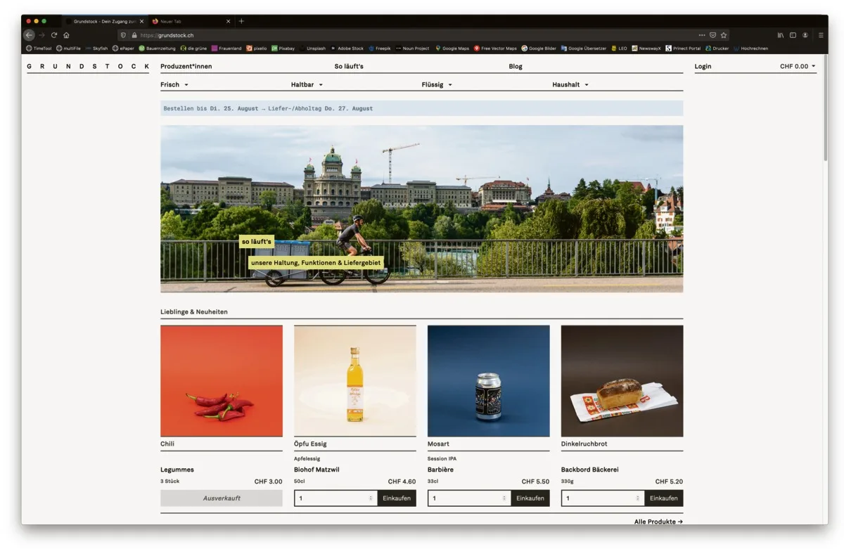 5be3a63b20a88912713bac4edfadf50642825dca Auf der Website www.grundstock.ch werden Produzenten und Konsumenten zusammengebracht und über die Nachhaltigkeit von Lebensmitteln nachgedacht.(Screenshot BauZ)